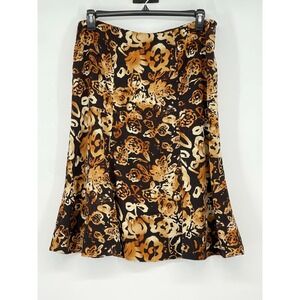 Vintage Jones Wear Brown Beige Dark Floral‎ Skirt Size 14 Y2K Forest Fairy